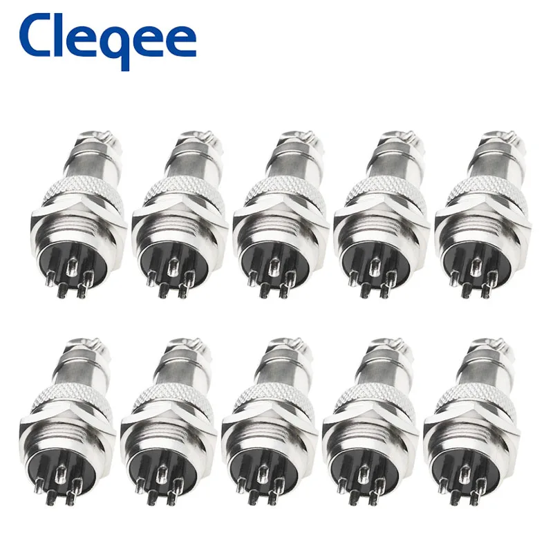 Cleqee-conector de aviación de 5 pines, hembra y macho conector de acoplamiento, conector Circular, GX16, 1 ud.