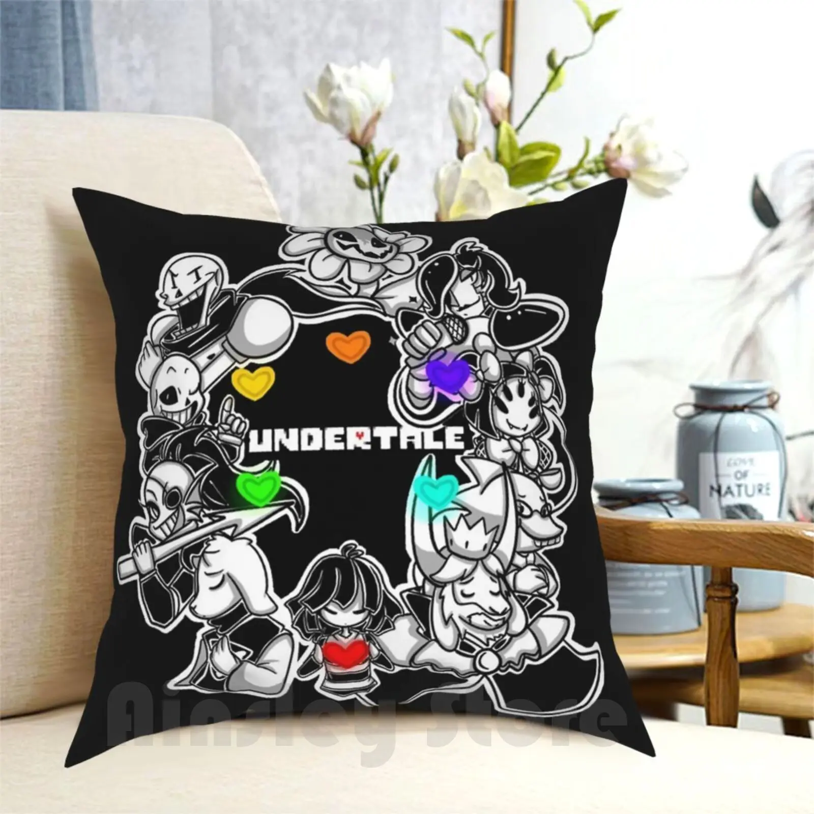 Undertale Pillow Case Printed Home Soft Throw Pillow Undertale Tumblr Hipster Frisk Sans Papyrus Flowey Rpg Role Indie