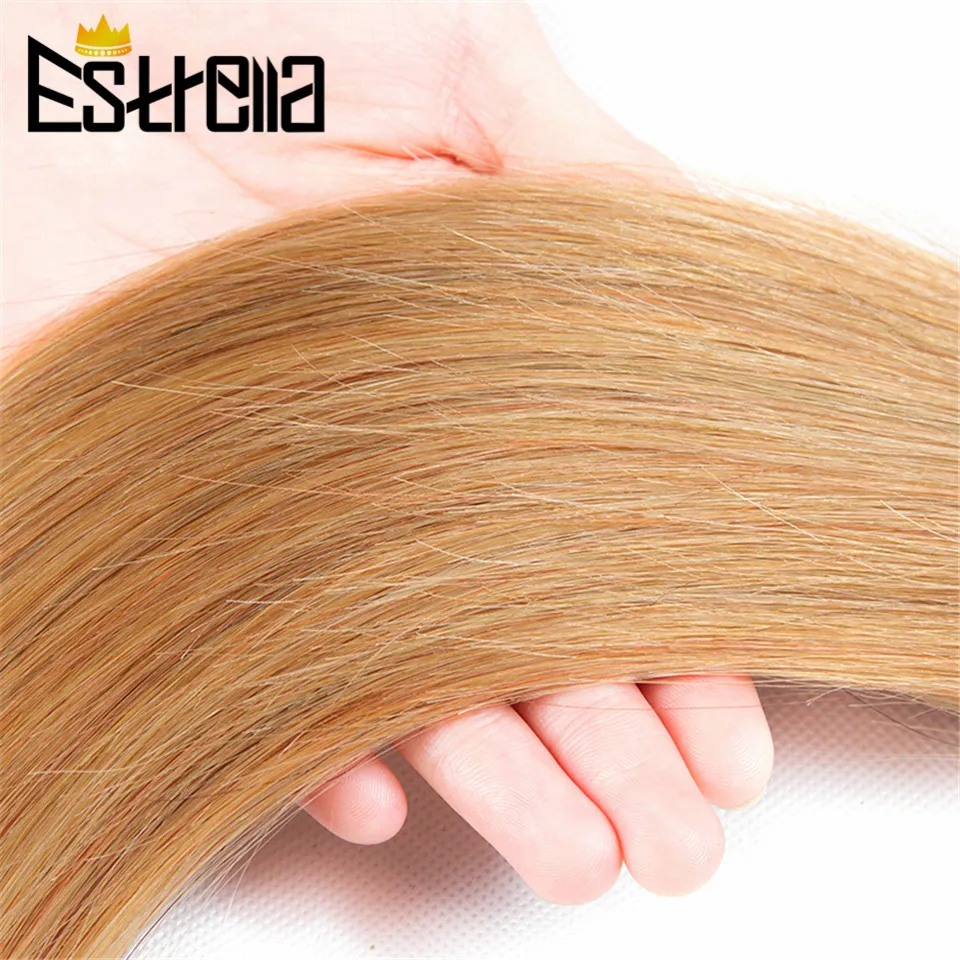 Cabelo brasileiro Weave Bundles, Remy reta, 100% cabelo humano, cor loira escura, 27, extensão do cabelo, Estrella