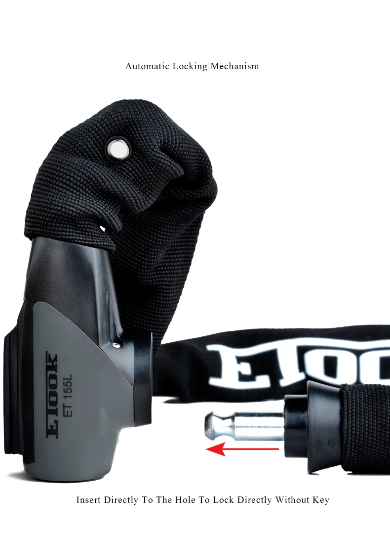 Etook Fahrrad Kettenschloss Mountain Road Bike Motorrad Anti-Diebstahl Kettenschloss Heavy Duty Tür Roller Schloss Fahrrad Zubehör – Detail 6