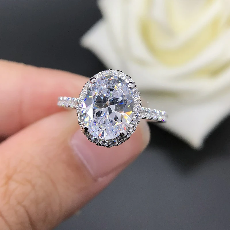 moissanite corte oval moissanite anel de noivado banda de casamento solido prata esterlina joias de noiva caixa incluida carat 01