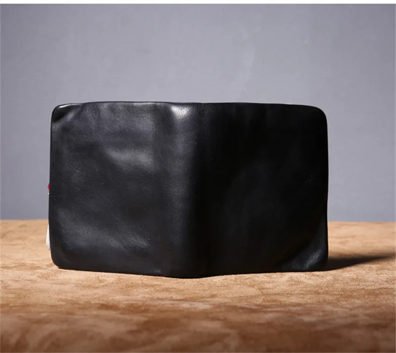 PNDME simple luxury genuine leather men\'s black short wallet casual natural soft real cowhide daily card holder coin purse