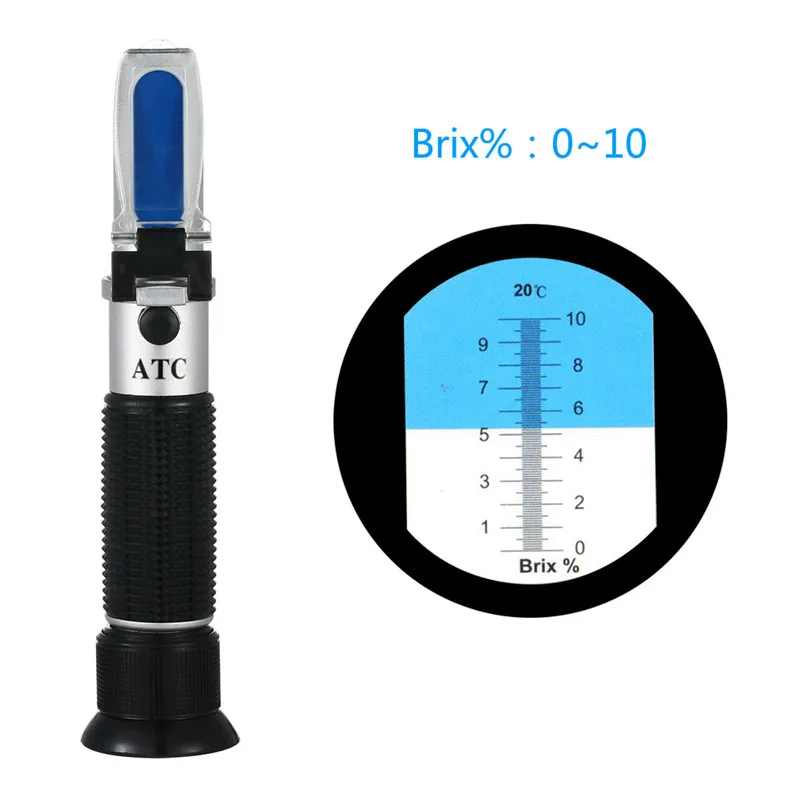 

Yieryi New Sugar Refractometer ATC 0-10% Brix Handheld Sugar Meter Sugar Content Testing Equipment for Fruit, Food and Beverage