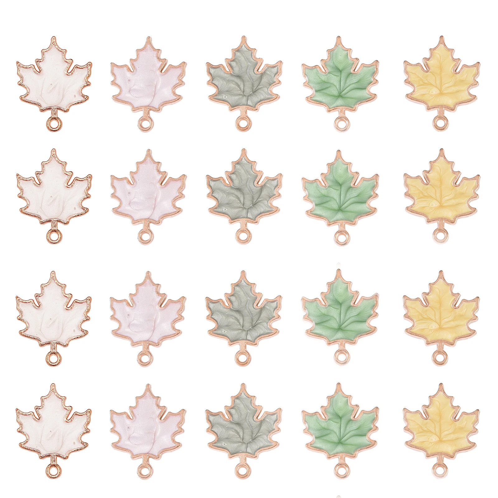 50Pcs 5 Colors Autumn Theme Zinc Alloy Pendants for Jewelry Making Enamel Maple Leaf Charms DIY Earring Necklace Supplies