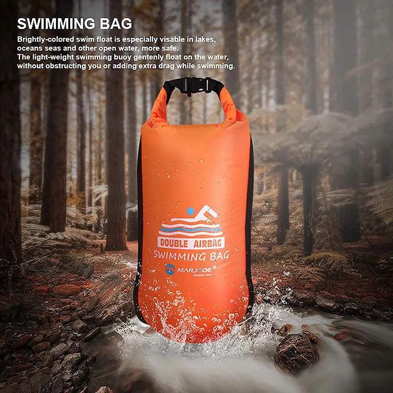 20L Inflatable Open PVC Swimming Buoy Tow Float Dry Bag Double AirBag With Belt High Visibility Swimming Water Sport Safety Bag