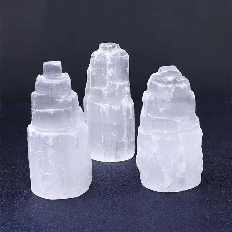 

Natural stones white quartz gypsum healing hand carved reiki home decor Lighting Accessories