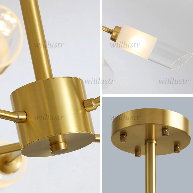 الإبداعية متجمد الزجاج قلادة مصباح الحديثة النحاس تعليق ضوء فندق مقهى المعيشة الطعام غرفة نوم فاخرة G9 نجف يُعلق بالسقف