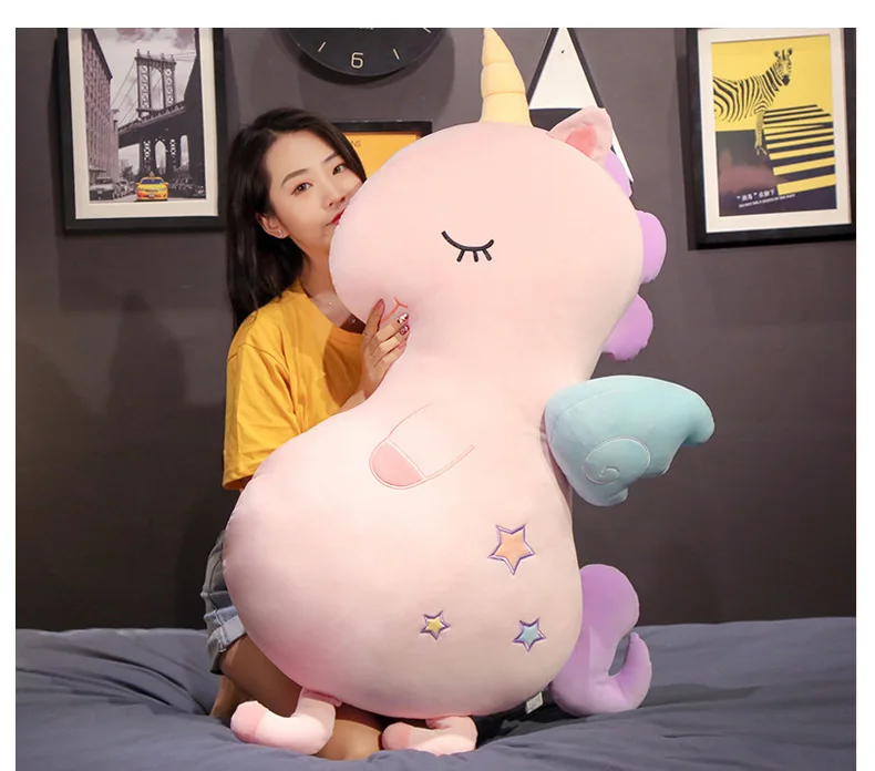 huge 110cm cartoon unicorn plush toy down cotton horse soft doll hug sleeping pillow birthday gift b2871