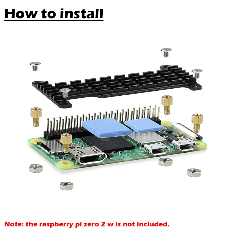 Radiator Raspberry Pi zero, radiator aluminiowy z podkładką termiczną dla Raspberry Pi Zero W, Zero 2 W