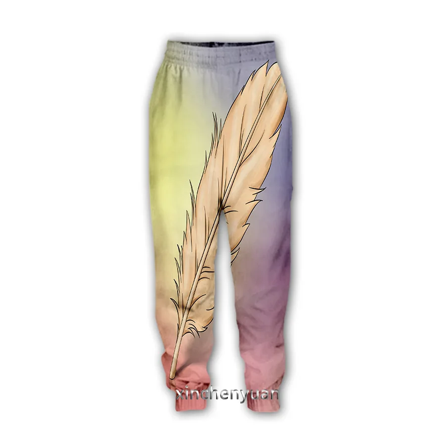 xinchenyuan Feathers 3D Print Casual Pants Sweatpants Straight Pants Sweatpants Jogging Pants Trousers K34