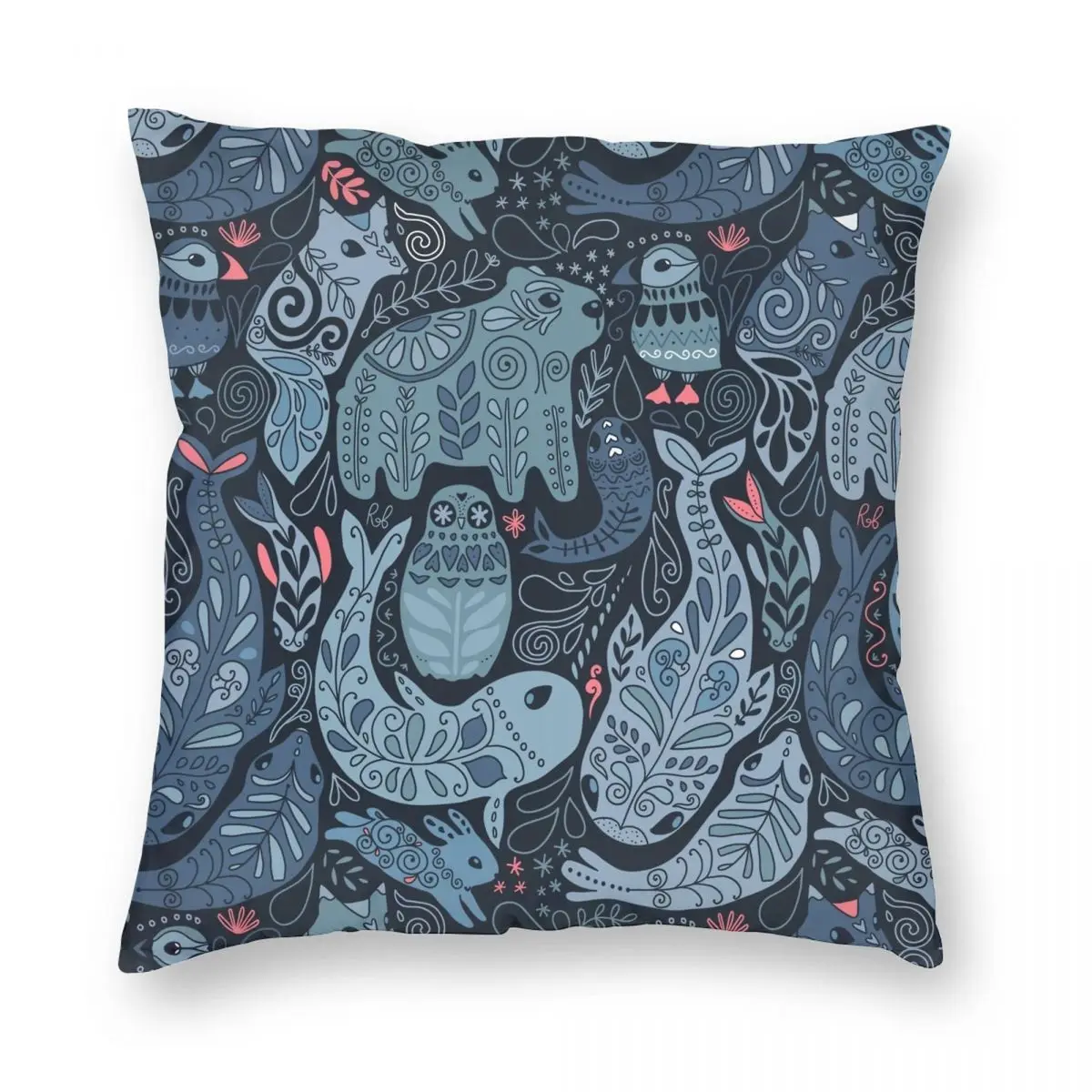 Arctic Animals Narwhal Pillowcase Polyester Linen Velvet Printed Zip Decor Pillow Case Bed Cushion Cover