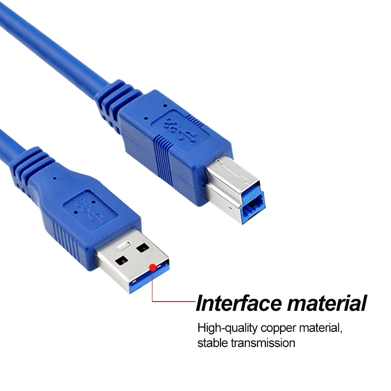 USB 3.0 Printer Cable Male to Male Print Wire Fast Speed 5Gbps Scanner Webcam Printer Sync Data Transmission Extension Cord