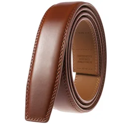 Ceinture en cuir véritable sans structure pour homme, bracelet de créateur de luxe, marque environnement pour homme, vintage, haute qualité, largeur 3.5cm