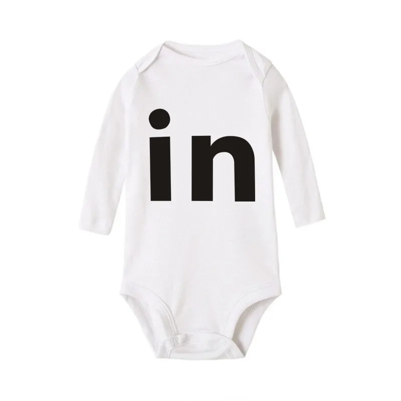 Newborn Baby Twins Boys Girls Clothes Cute White Tw/in Letter Printed Bodysuit Long Sleeve Jumpsuit Matching One Piece Outfits