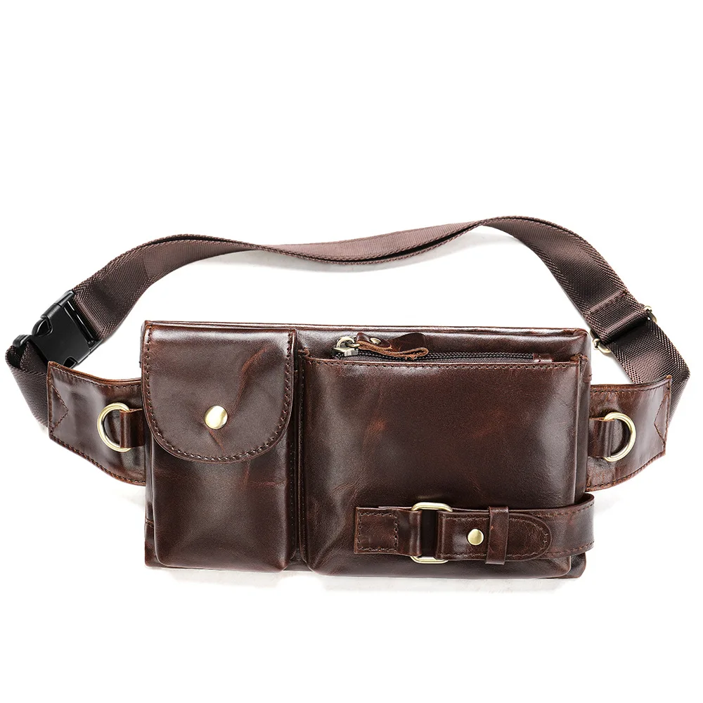 

New Genuine Leather Waist Packs Men Waist Bags Fanny Pack Belt Bag Phone Bags Travel Waist Pack Male Small Waist Bag Leather