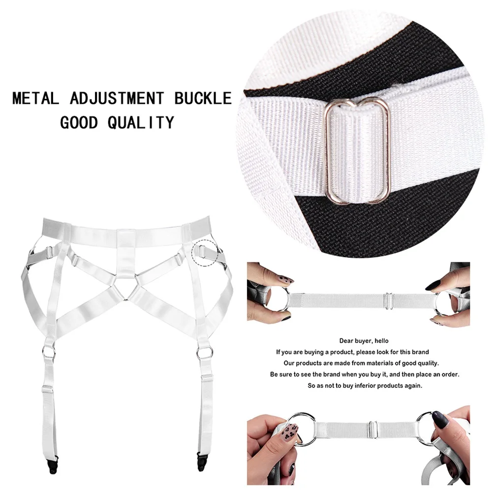 Body Harness White Caged Strappy High Waist Belt Garter Punk Goth Women Hollow Lingerie Festival Party Club Wear Stockings Clip