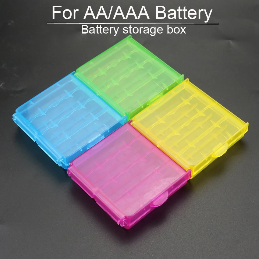 

Colorful Battery Holder Case 4x 5x AA AAA Hard Plastic Storage Box Cover For 14500 10440 Battery Organizer Container