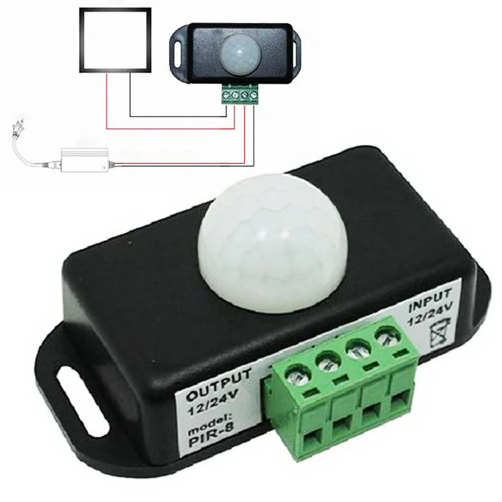 120องศาอัตโนมัติ DC 12V-24V 8A อินฟราเรด PIR Motion Sensor สวิทช์สำหรับไฟ LED 5 ~ 8 M อินฟราเรด Motion Sensor Detector