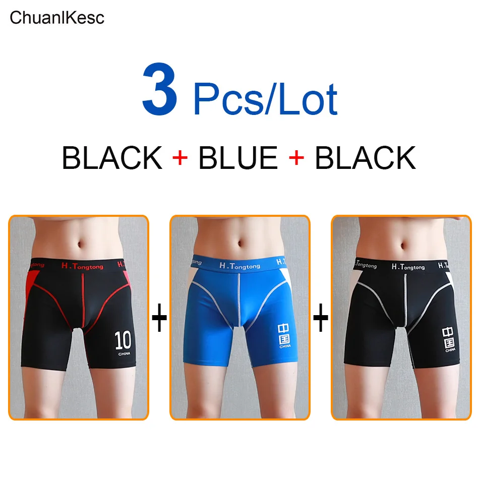 3Pcs Men's Boxer Pants 95% Cotton Wear-Resistant Leg Long Leg Shorts Fitness Breathable Track And Field Sports Underpants