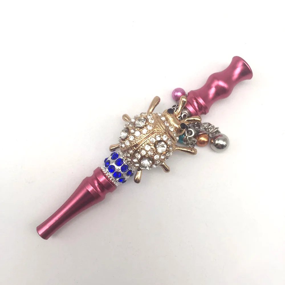 Pink Women Bling Shiny Butterfly Animal Jewelry Ball Handmade Inlaid  Blunt Holder Shisha Hookah Detachable Mouthpiece Tips