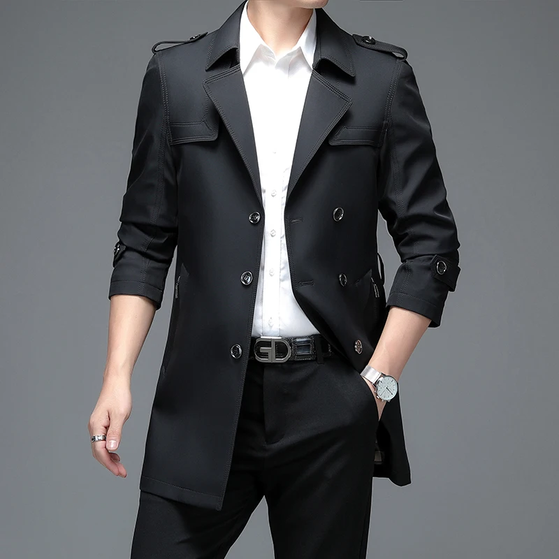 Quality Spring Autumn Men Trench Coats Superior Buttons Male Vogue Outerwear Jackets Windbreaker Plus Size 4XL