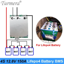 Turmera 4S 150A 50A 12,8V 14,4V 32700 Lifepo4 Bilans baterii BMS do panelu słonecznego lub łodzi elektrycznej Zasilanie nieprzerwane 12V