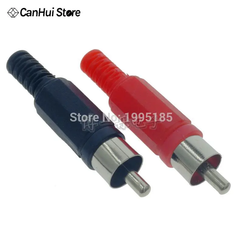 10 pcs/lot 5 Black and 5 Red RCA Plastic AV Plug Connectors Plastic Housing Stereo Audio Plug Channel Dual Connector DIY