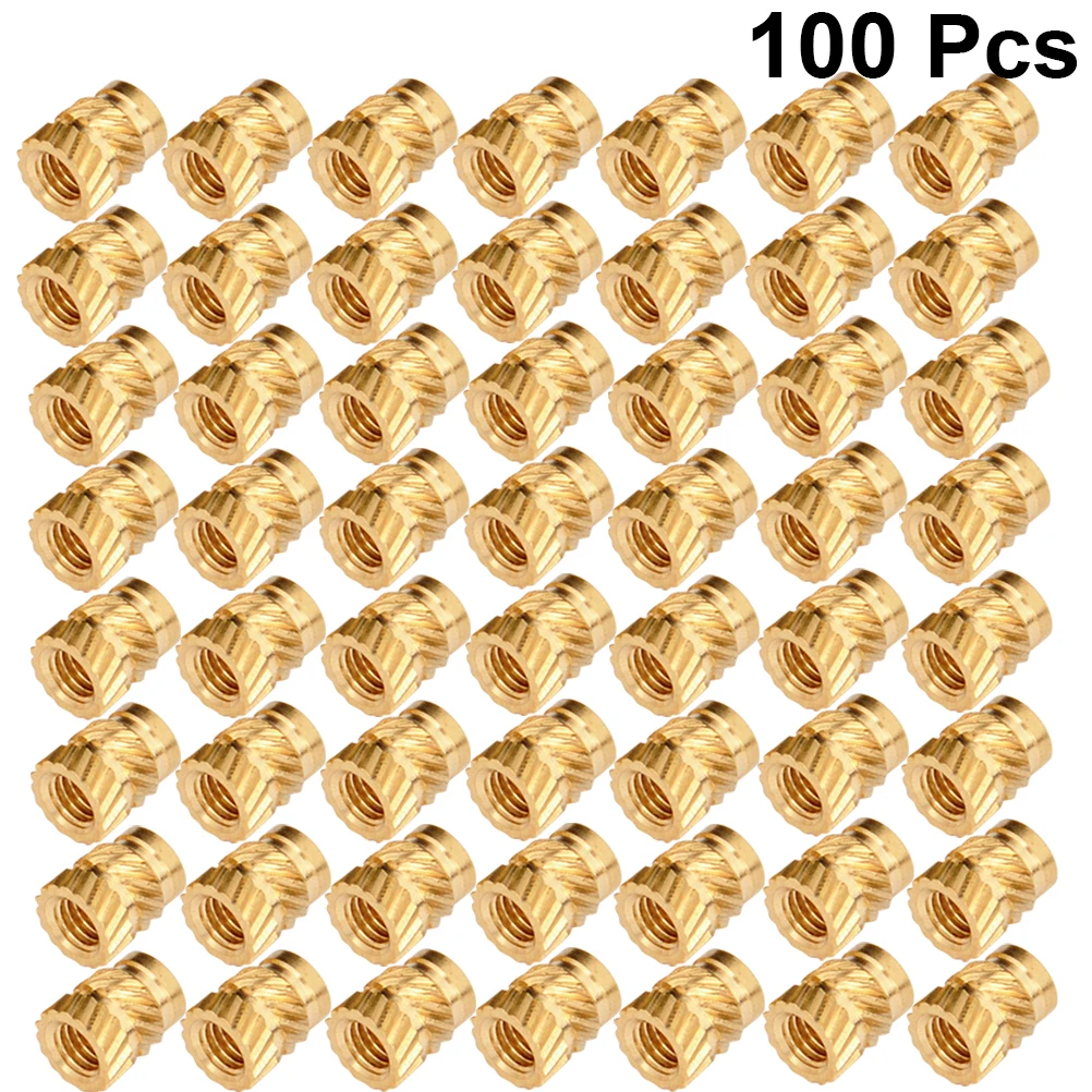 100pcs M3 Thread Knurled Brass Threaded Heat Set Heat Resistant Insert Embedment Nut for 3D Printer M3x5x4 Voron 2.4