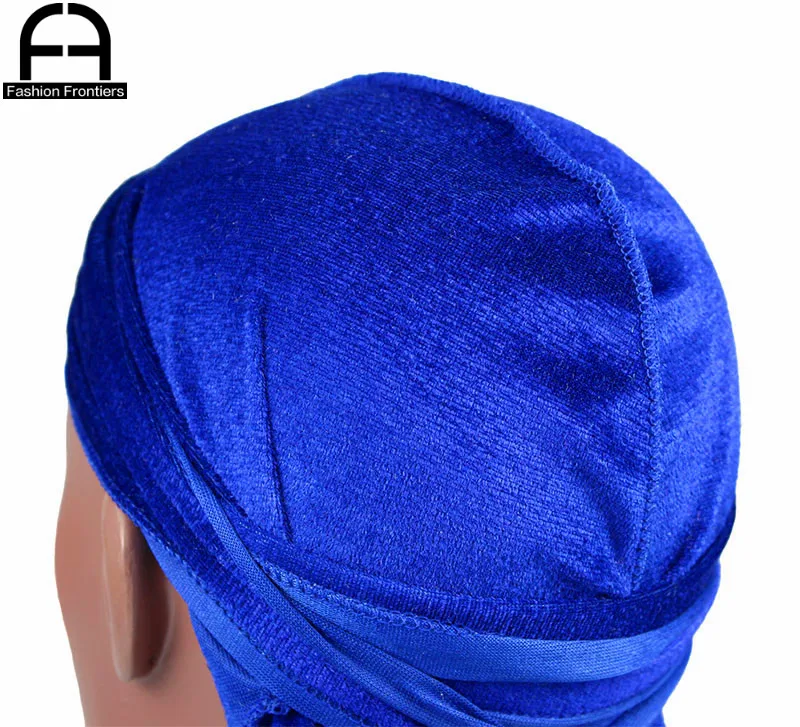 Unisex Men Women Velvet Durag Extra Long Tail Summer Breathable Bandanas Hat Waves Hair Cover Do Du Rags