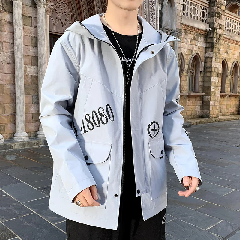 New Fashion Casual Personality Harajuku Men's ToolingJacket Autumn Cotton Loose Korean Version Trend Hooded All-match Classic