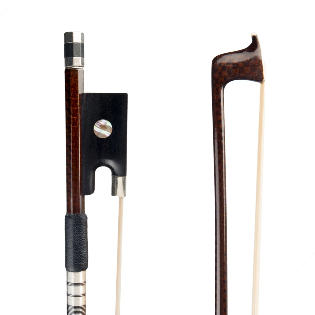 NAOMI Advanced 4/4 Violin/Fiddle Bow Grid Carbon Fiber Bow White Mongolia Horsehair Sheepskin Grip Ebony Frog Durable Use