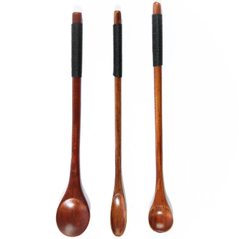 New small wooden spoon kitchen cooking utensils long handle ice cream coffee tea spoon creative handmade wooden tableware kitche