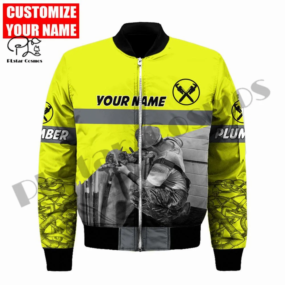 Worker Job Custom Name Newest Men/Women Winter Warm Bomber Jackets 3DPrinted Zipper Flight Jacket Casual Unisex Harajuku Coat 2