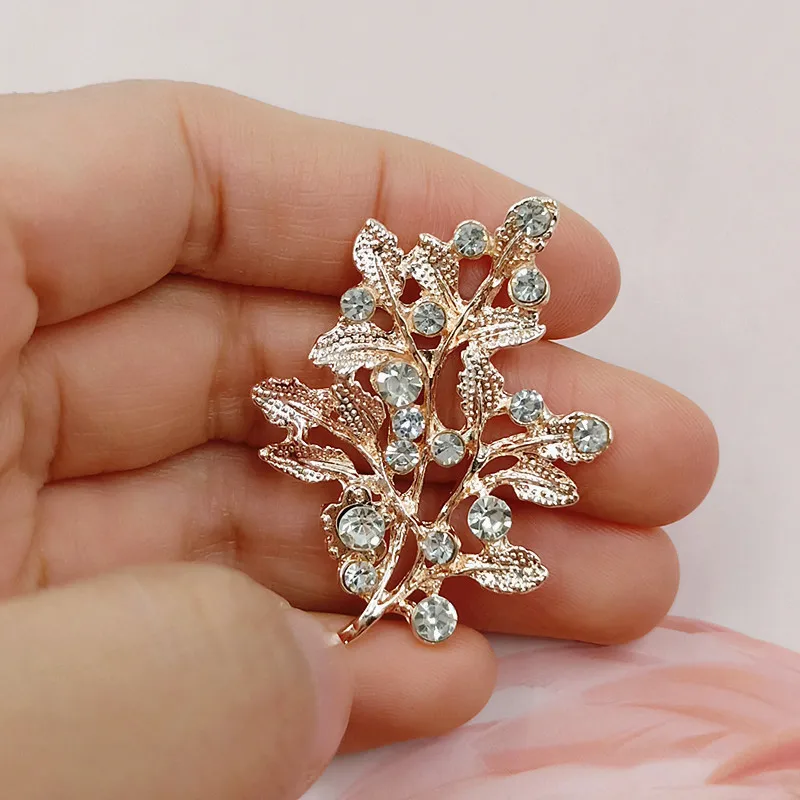 

50pc 31*43mm Gold Color Alloy Material Big Crystal Flower Branch Charm Pendant for Cloth/Bag DIY handmade Wedding Jewelry Making