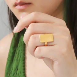 Skyrim Minimalist Geometric Rectangle Rings for Women Stainless Steel Simple Trendy Ring 2024 Fashion Party Jewelry Gift