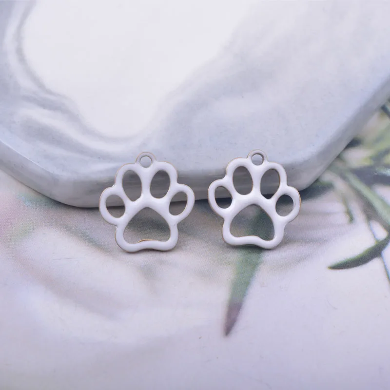 30 Stück Kupfer-Bärenpfoten-Anhänger, beidseitig emailliert, für DIY-Schmuck- und Ohrringherstellung – Detail 2