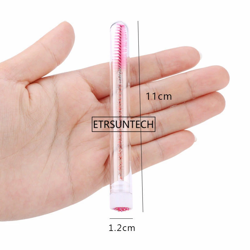 200pcs NEW Eyelash Extender Disposable Eyebrow Brush Separate Tube Design Charming Diamond Bottom Mascara Stick Applicator