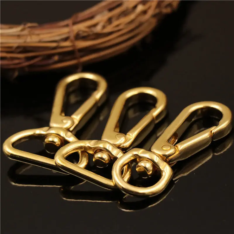 2Pcs Solid Brass Snap Hooks Swivel Eye Trigger Clips Metal Buckles Leather Crafat Luggage Bag Keychain Dog Collar Lobster Clasps