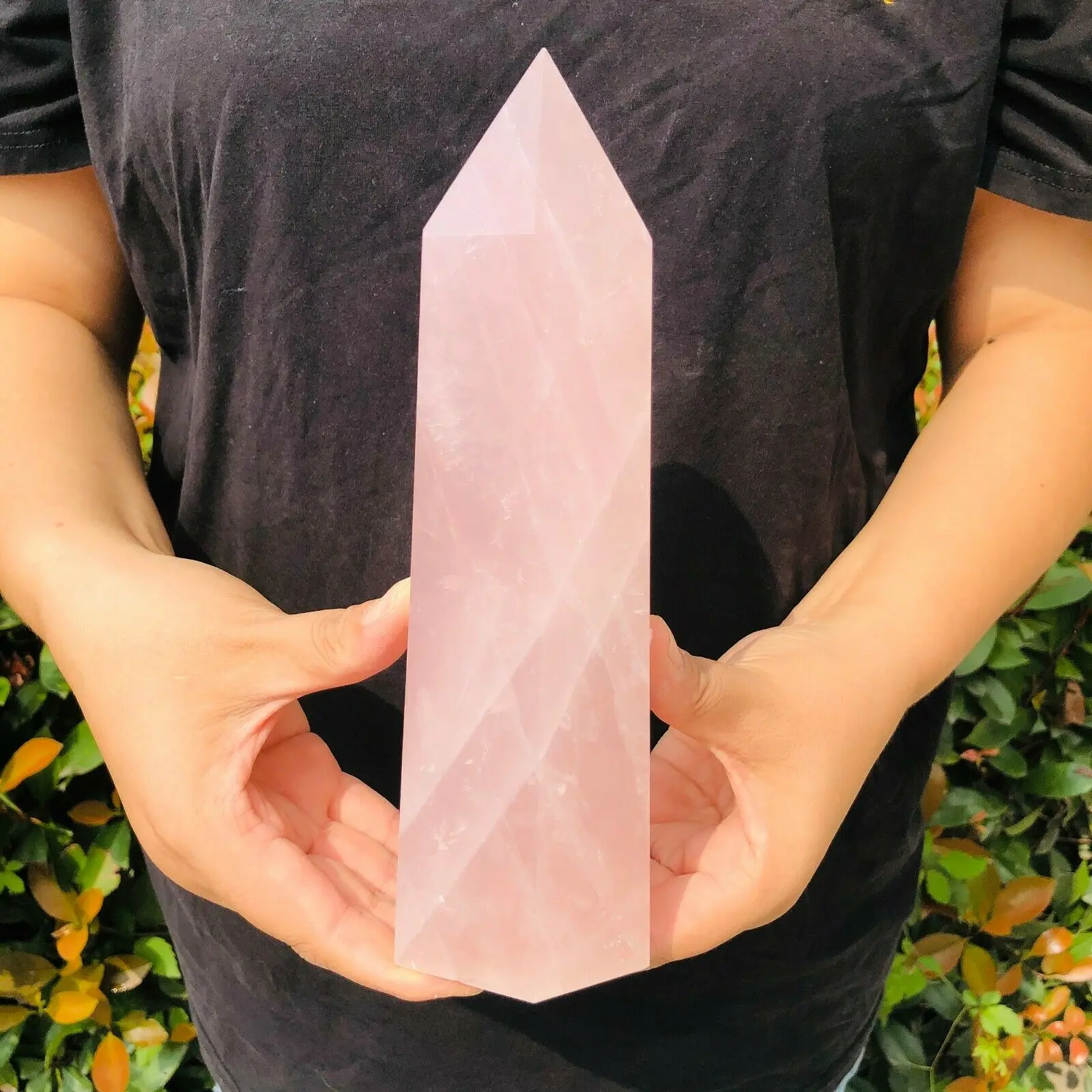 Natural Pink Rose Quartz Crystal Obelisk, Wand Point Healing