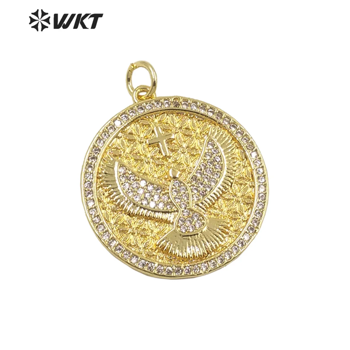 WT-MP201 WKT newest fashion gold plated micropave CZ round Eagle Bird pendant Women charming cubic zircon pendant
