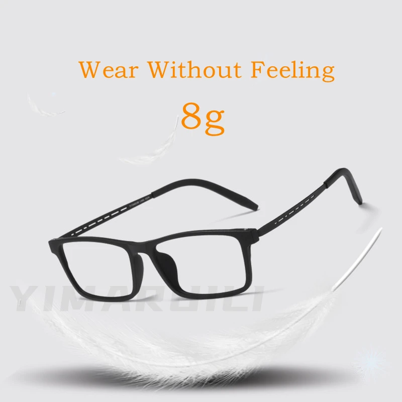 YIMARUILI Ultra-light Fashion TR90 Eyewear Women Pure Titanium Square Flexibl Optical Prescription Men's Eyeglasses Frames 8822T