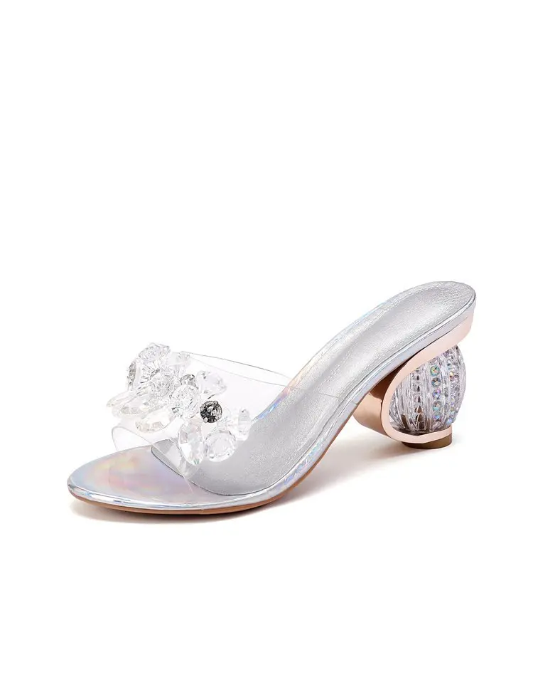 Sandals Women Crystal Peep Toe High Heels shoes Crystal Transparent Heel Sandals Slippers Pumps Women Shoes yyu7