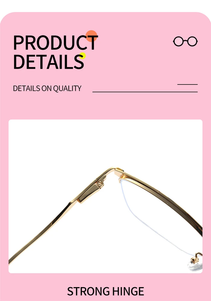 Halbrandlose quadratische Korrektionsbrille mit Leopardenrahmen für die kurzsichtige optische Computerbrille aus Metall 0 -0,5 -0,75 bis -6 – Detail 8