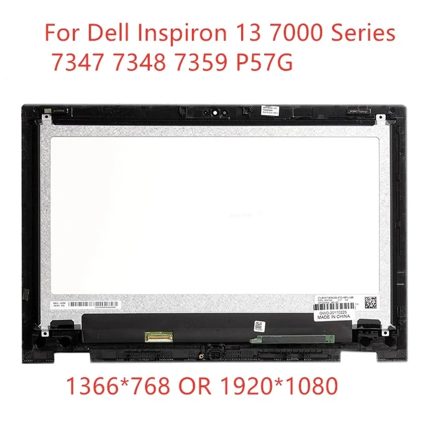 Full LCD Display Touch Digitizer Screen Assembly+Bezel LP133WH2-SPB1 NV133FHM-N45 For Dell Inspiron 13 7000 7347 7348 7359 P57G