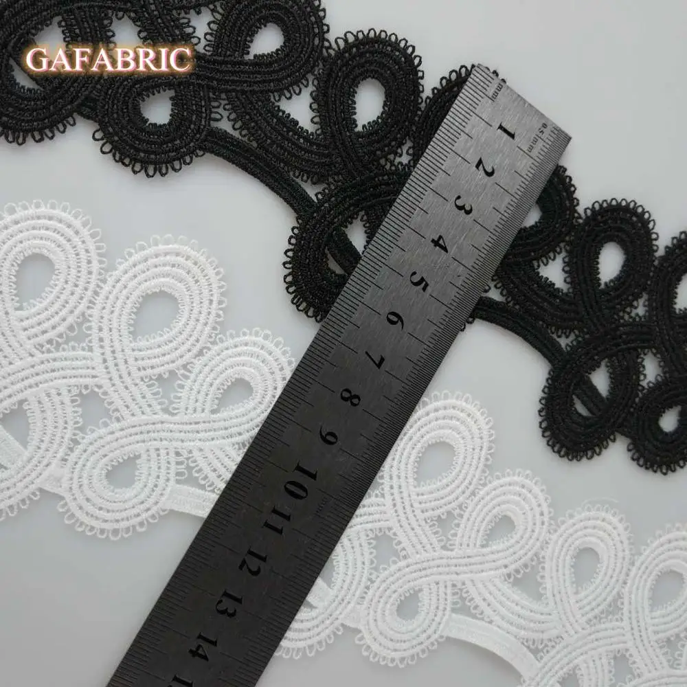 Embroidered Lace-Trim 7-8 cm Wide Applique Milk silk lace for Clothes Home Textiles Apparel Sewing Strip Trimmings Lace Fabric