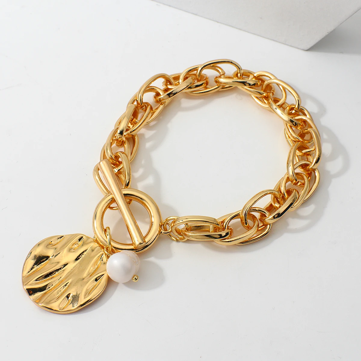 AENSOA 2024 Vintage Bracelets & Bangles Bohemian Chunky Chain Gold Color Charm Round Bracelet for Women Jewelry Bijoux Femme
