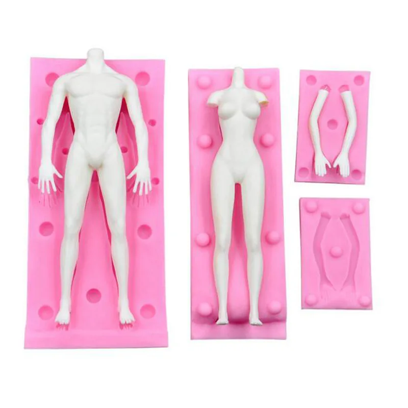 Fondant Doll Body Mold Men and Women Clay Full Body Silicone Mold DIY Handmade Clay Soft Clay Mud Body Art Decoration Tool