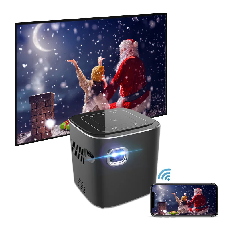 AYISA Mini Smart Projector 4K Phone Portable Pico Cube LED DLP Android Wireless Factory Supply Movie Short Throw Projectors