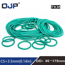 Rubber Ring Green FKM O ring Seal CS 3.5mm OD90/92/95/97/100/105/110/120/130/175mm Rubber ORings seal Oil Ring Gasket Washer