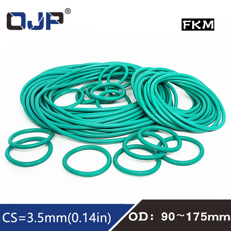 Rubber Ring Green FKM O ring Seal CS 3.5mm OD90/92/95/97/100/105/110/120/130/175mm Rubber ORings seal Oil Ring Gasket Washer